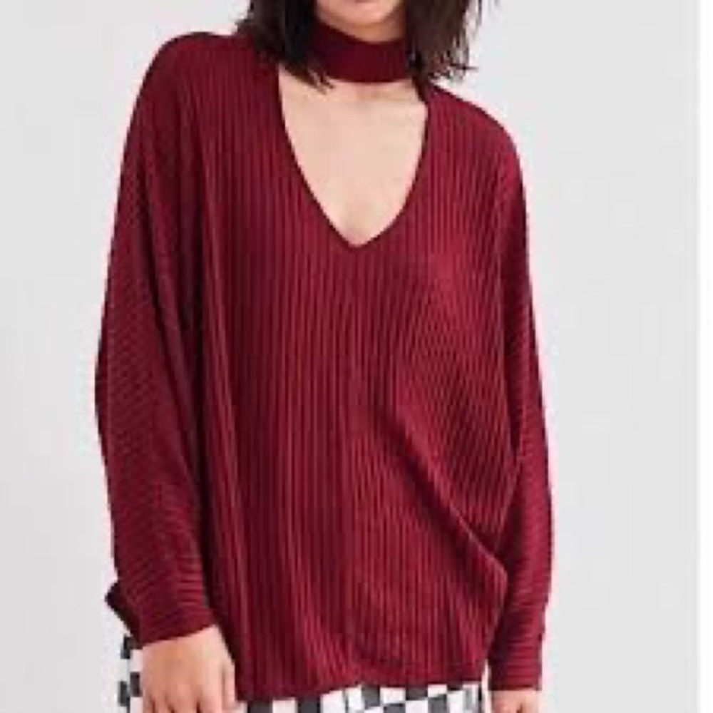 Urban Outfitters Maroon Peekaboo Sweater Top XS